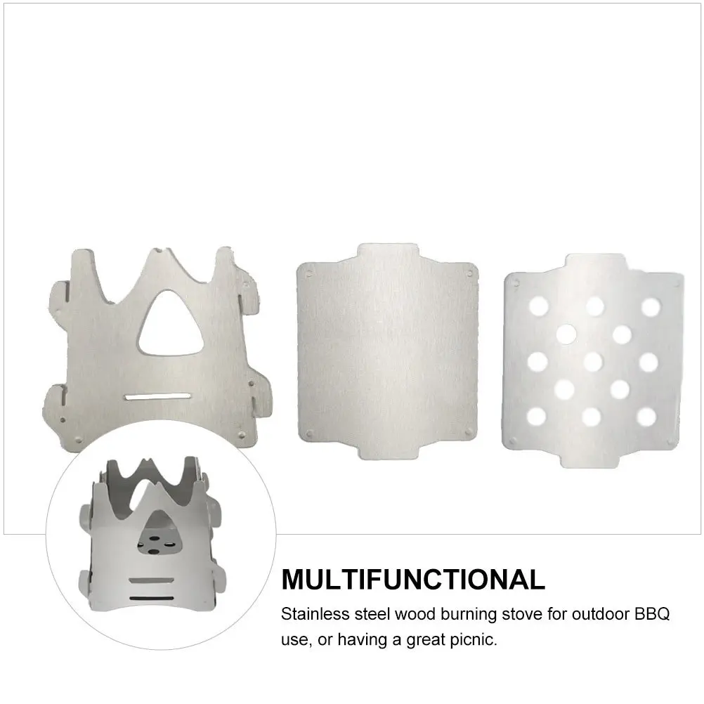 

Portable Stainless Steel Wood Burning Stove Outdoor Bbq Camping Grill Stove Lightweight Durable High Temperature Resistant