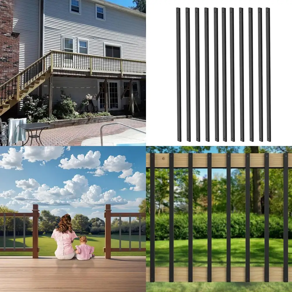 36 Hollow Rectangle Deck Balusters with End Caps and Screws for 60-Pack Railing Support