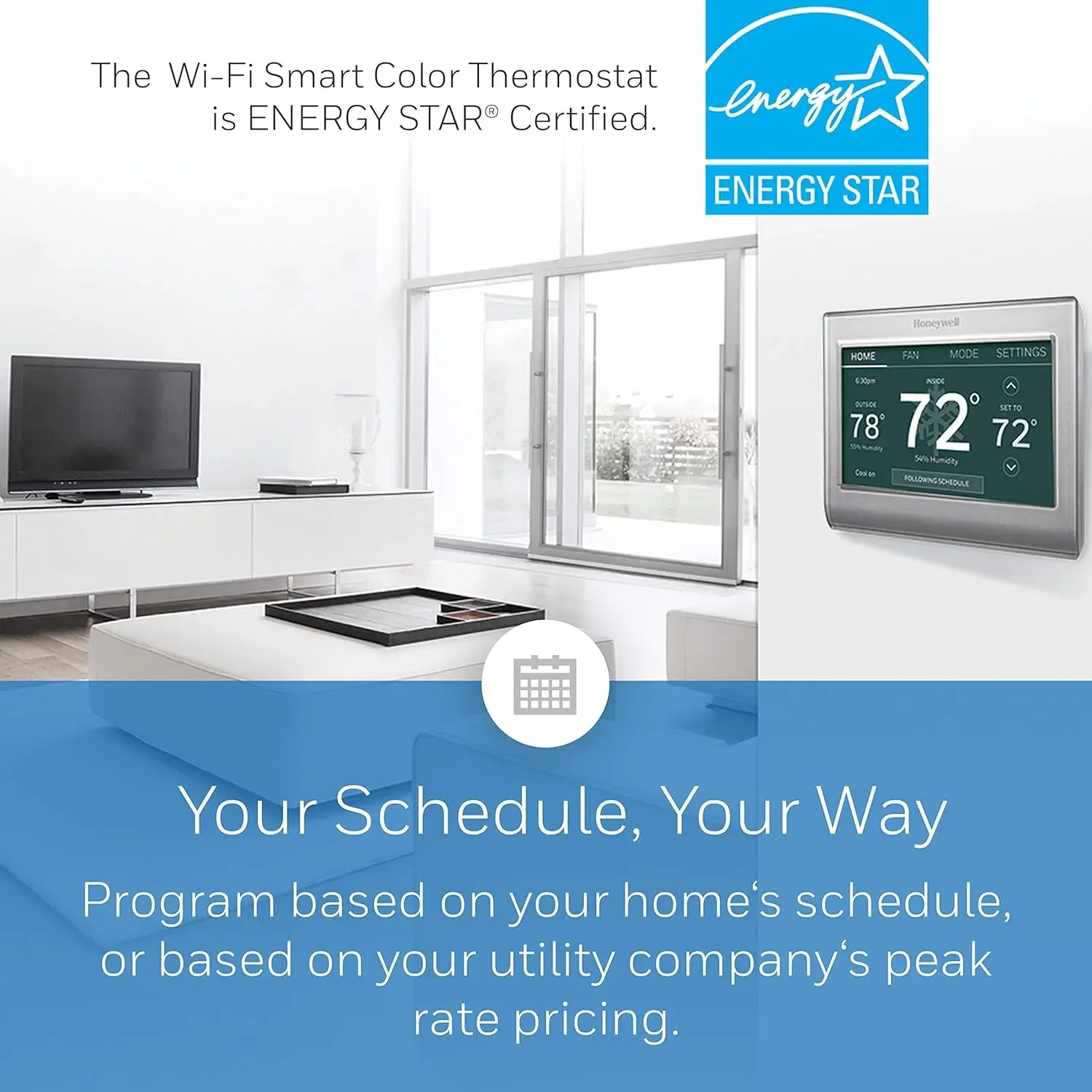RTH9585WF1004 Wi-Fi Smart Color Thermostat, 7 Day Programmable, Touch Screen, Energy Star, Alexa Ready, Gray image 5