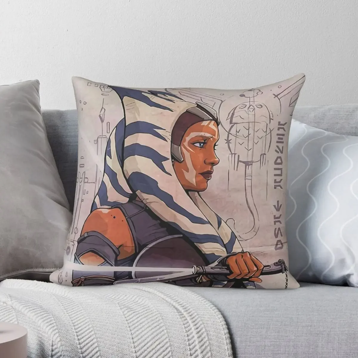 Rebels Clone  Ahsoka Tano Square Pillowcase Polyester Linen Creative Zip Decor Throw Pillow Case Car Cushion Cover