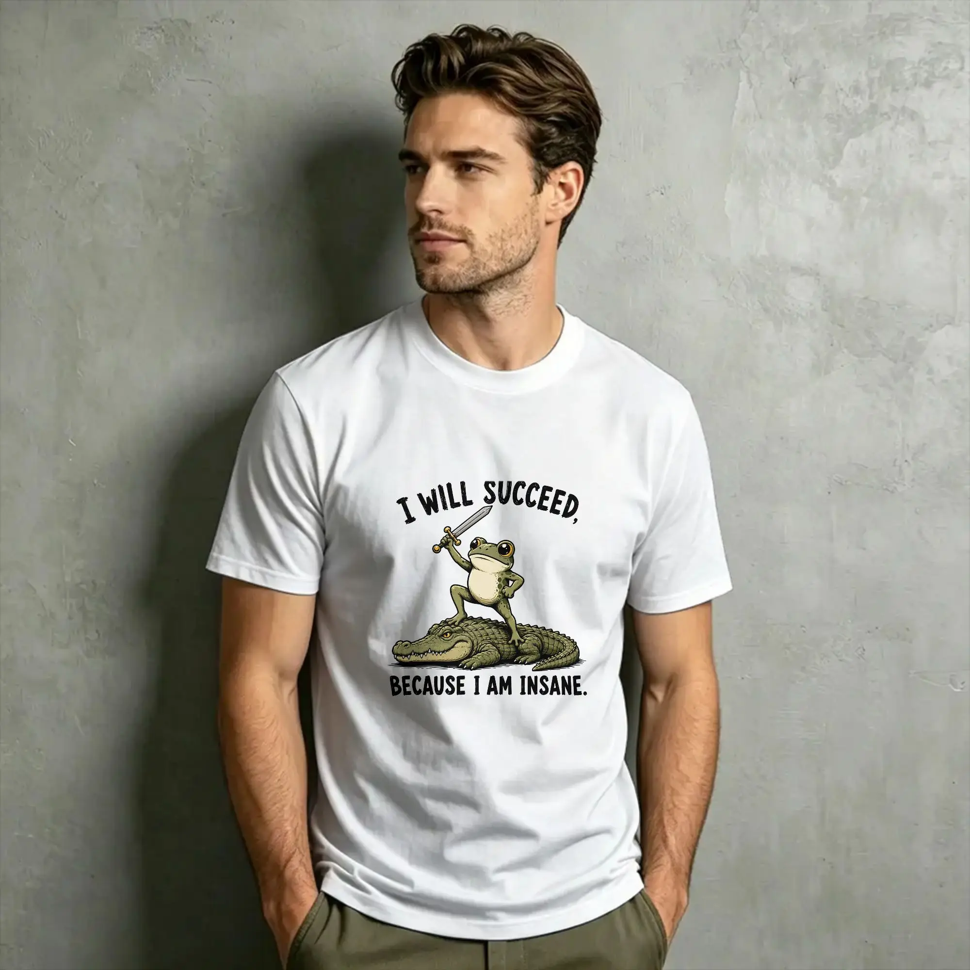 Oversized T-Shirt Summer I Will Succeed Because I Am Insane Frog Fashion T-Shirts  Cotton Tshirt Short Sleeve Tees