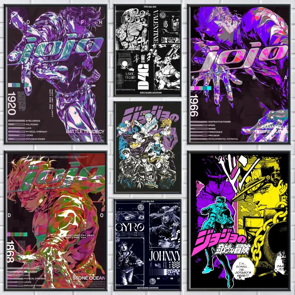 Anime J-joJo Bizarre Adventure Poster Durable Waterproof Aesthetic Stickers Wall Art HD  for Office Bedroom Coffee Home Decor