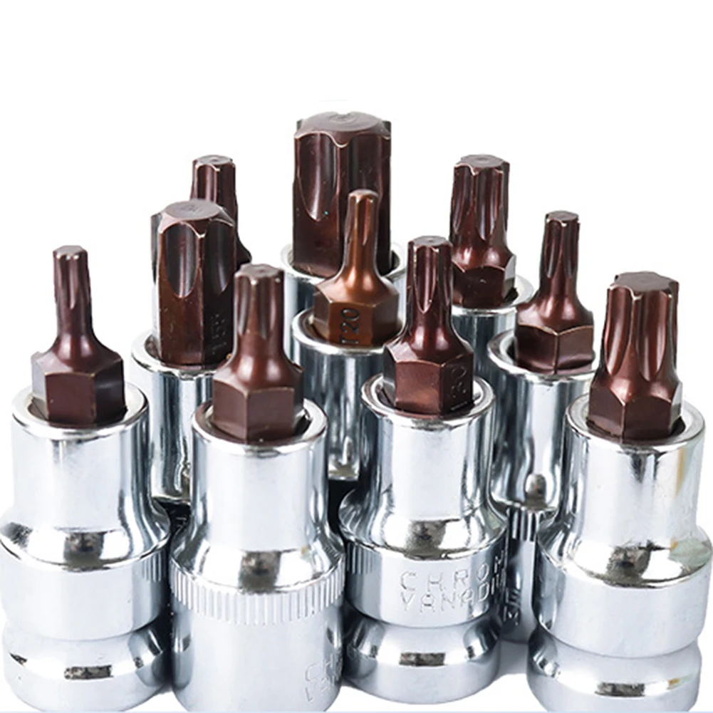 1PCS T20-T70 สําหรับ Torx ไขควงบิตสําหรับ Torx Bit ซ็อกเก็ต 1/2 นิ้วซ็อกเก็ตประแจเครื่องมือในครัวเรือน DIY โครงการ Part