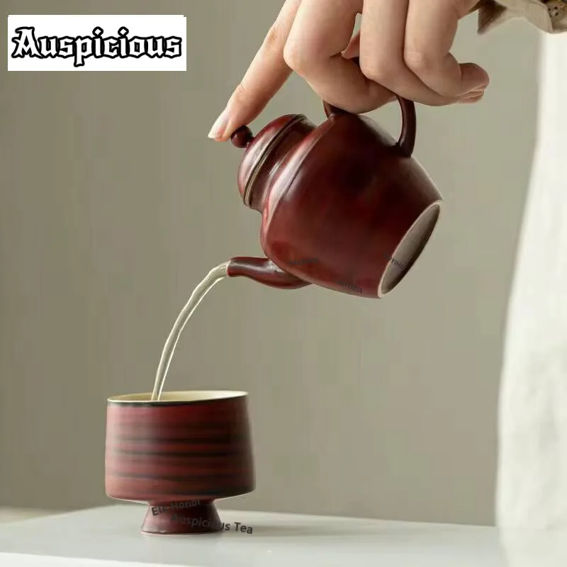 150ml Hand Pinched Pattern Teapot Luxury Hawthorn Red Pot Household Tea Making Kettle Cha Dahongpao Teaset Supplies Ornaments