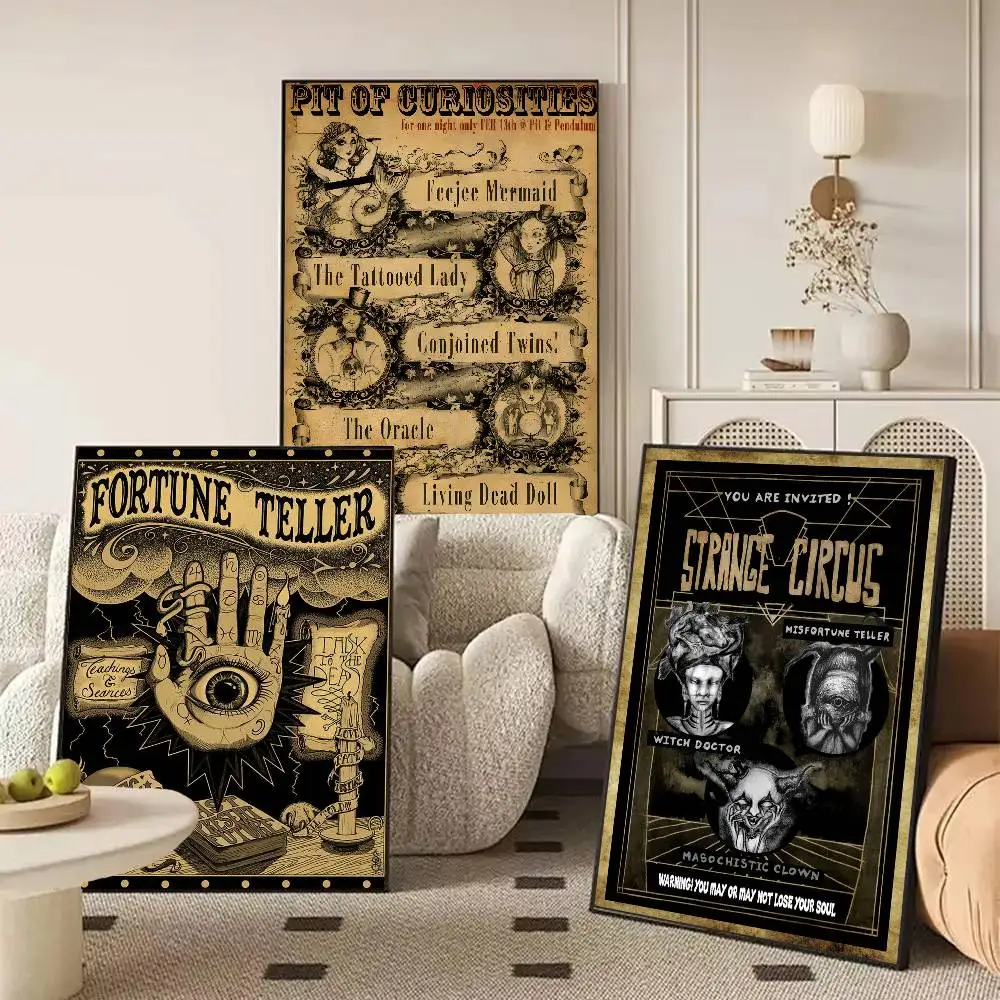 Strange Circus Vintage Horror  Poster Art With Prints Home bedroom living room decoration gift