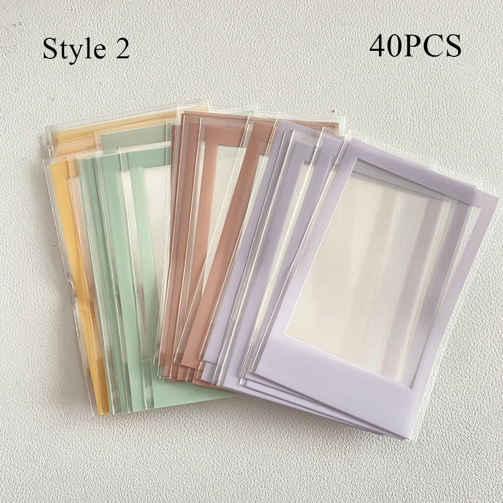 40pcs Ins Card Sleeves Solid Color Border Card Film Ins Toploader Card Photocard Sleeves Idol Photo Cards Protective Storage