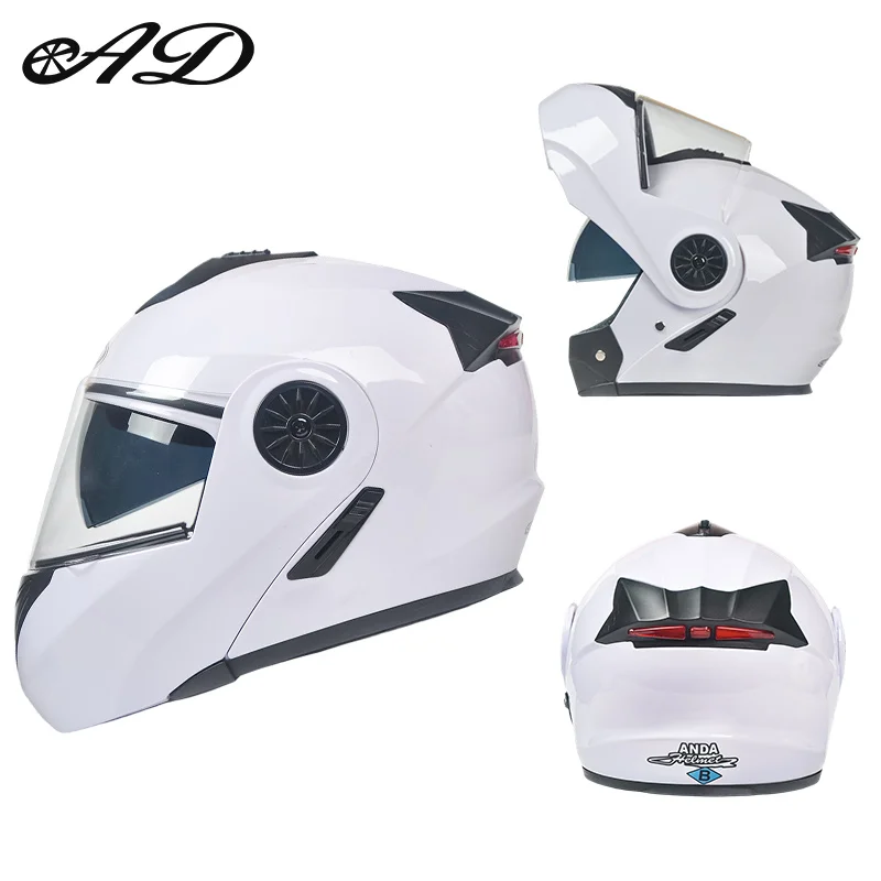 AD Factory Wholesale latest fashion motorcycle dual lens helmet with internal sunshade safety module flip motorcycle helmet