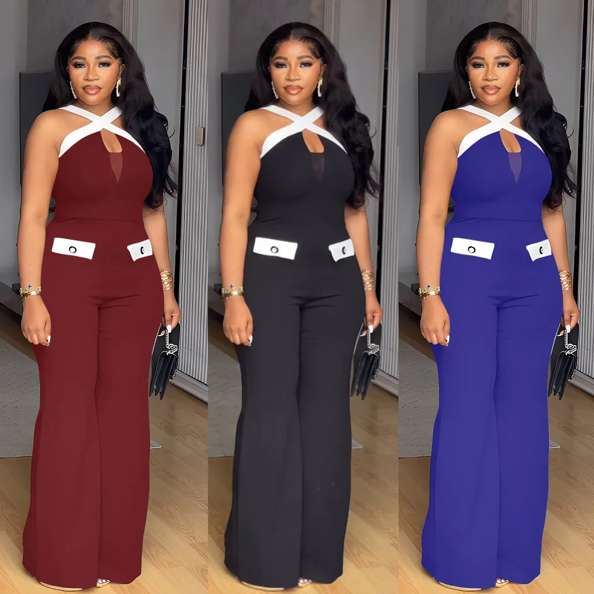 

Dashiki African Clothes for Women Autumn Fashion African Sleeveless Polyester Long Jumpsuit S-3XL African Clothing Outfits