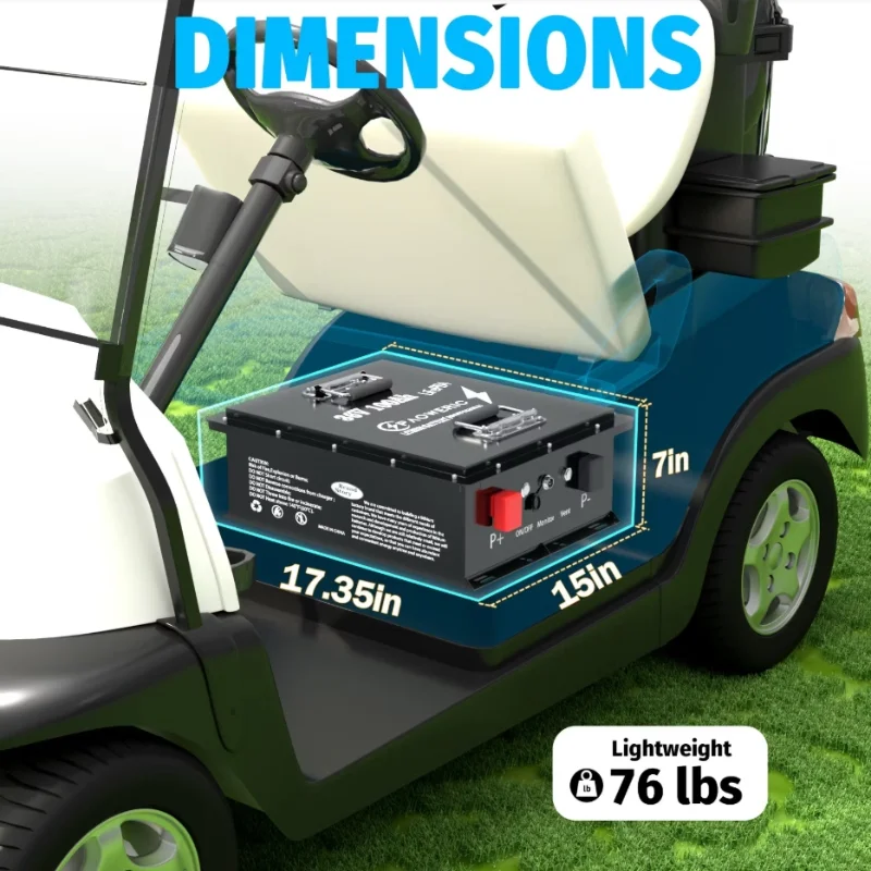 Paoweric 100Ah 36V  LiFePO4 Lithium Battery, Built-in Smart 200A BMS, with LCD Monitor and APP, Perfect for Golf Cart, Off Grid