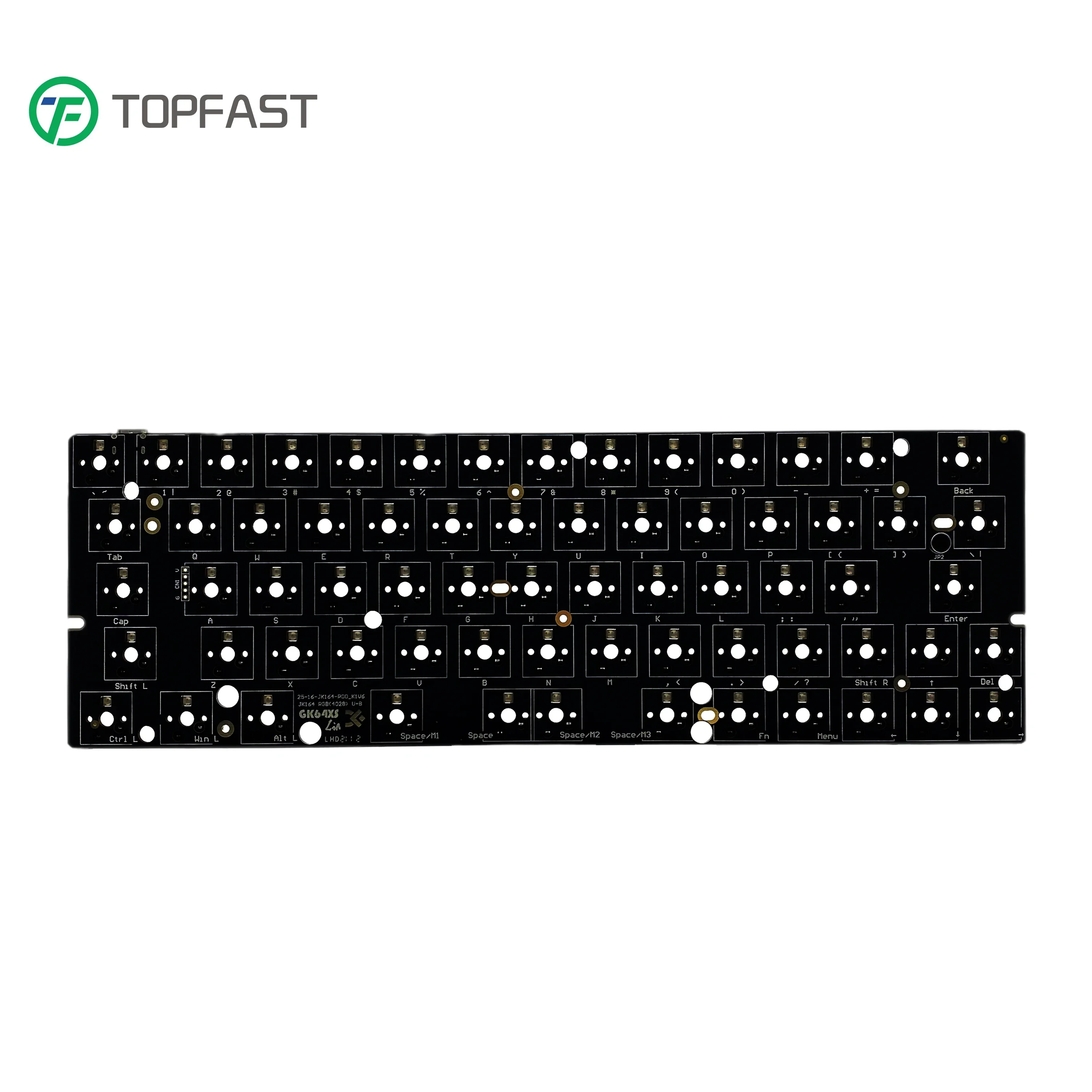 GK64Xs 65% printed circuit board design hot swap type c wireless bt rgb qmk via service 3 pin 5 pin mechanical keyboard pcba