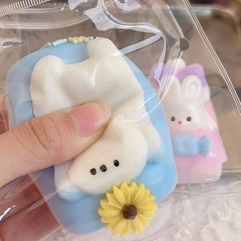 Cute Cartoon Bunny Puppy Squeezy Toys Soft Mochi Decompression Toys Slow Rebound Squeezing Fidget Toy For Kid Gifts