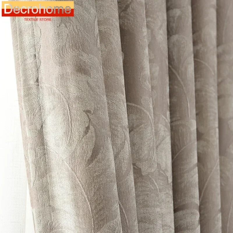 

American Style Curtains for Living Room BedroomCurtains Pastoral Dark Flower Curtain Finished Shading Chenille Customized