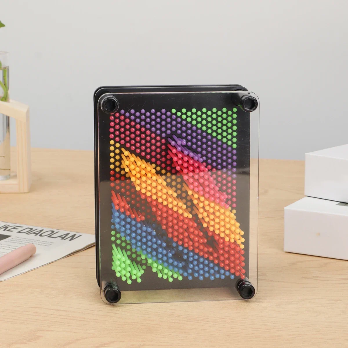 1pc-modelo de mão criativa 3d multi-variável agulha pintura arco-íris, plástico quadrado mão impressão modelo decoração de escritório