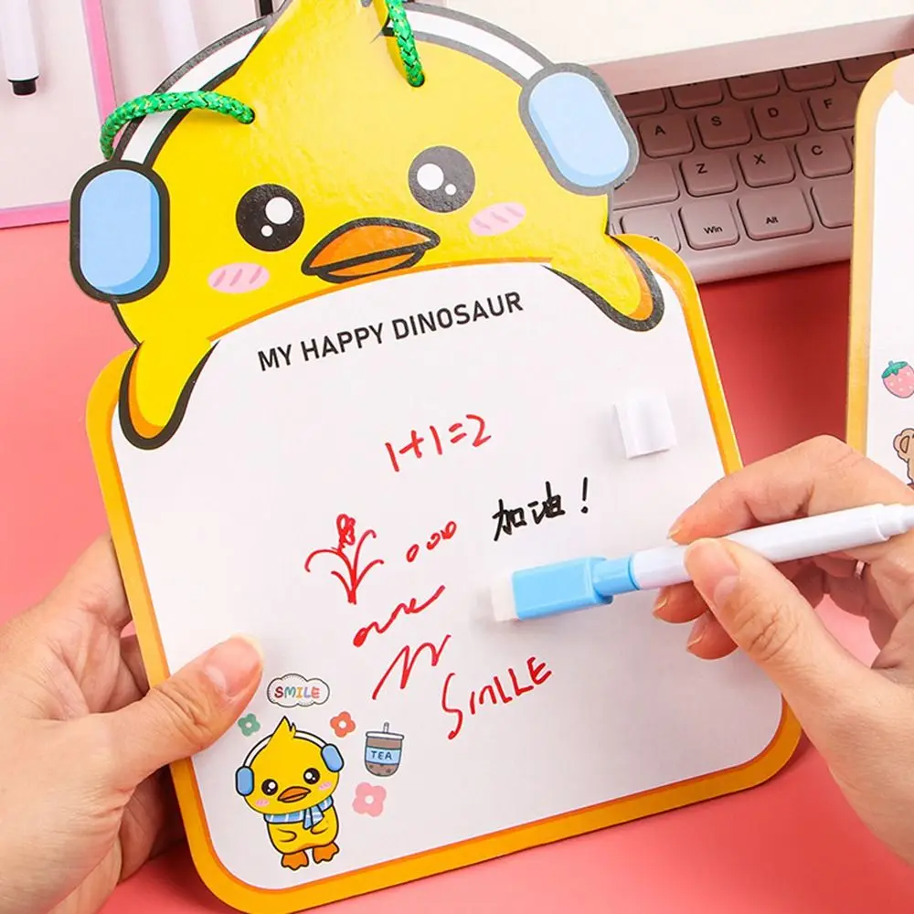 Portable Cute Erasable Whiteboard Creative Suspendable Whiteboard Notebook Cartoon Animal Shape Reusable Message Pad Children
