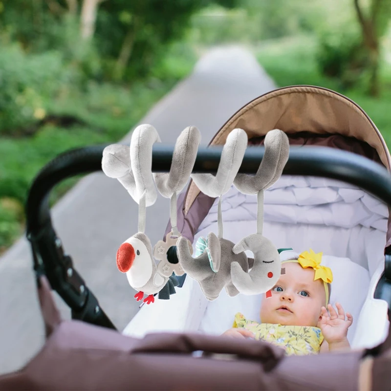 Asiento de coche de juguete para bebé, espiral de felpa, colgante, envolvente, cochecito, sensorial, Educación Temprana, regalo para niños pequeños