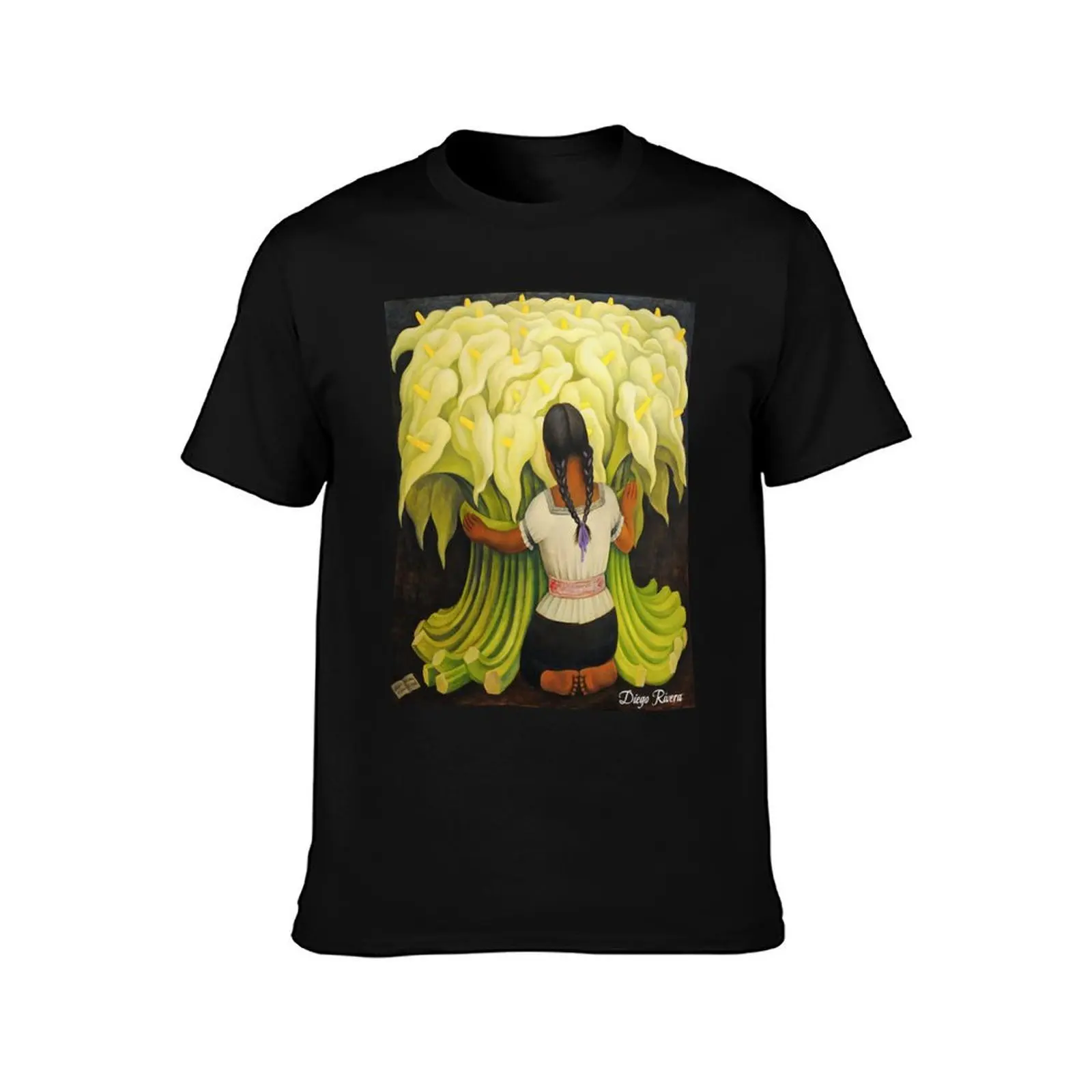 Famous Artist: Diego Rivera - The Flower Seller (1942) T-Shirt Novelty Print Casual Tee Shirt T-Shirt