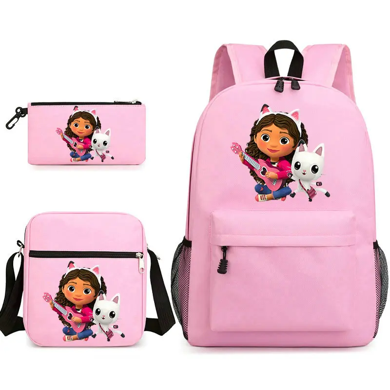 

New 3pcs Gabbys Dollhou Printe Lightweight Simple Laptop School Bags Junior-senior high school Students Mochilas