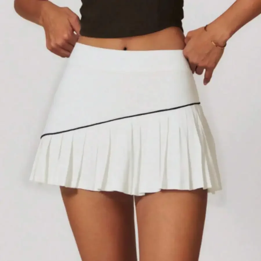 Minifalda deportiva de cintura alta, con pantalones cortos incorporados, tela elástica y transpirable, skort deportivo antirozaduras para tenis y golf