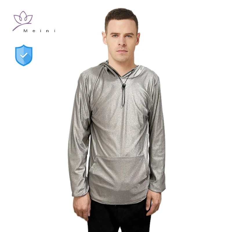 Electromagnetic radiation protective 100% silver fiber unisex sport underwear New energy vehicle EMR shielding hooded sweatshirt