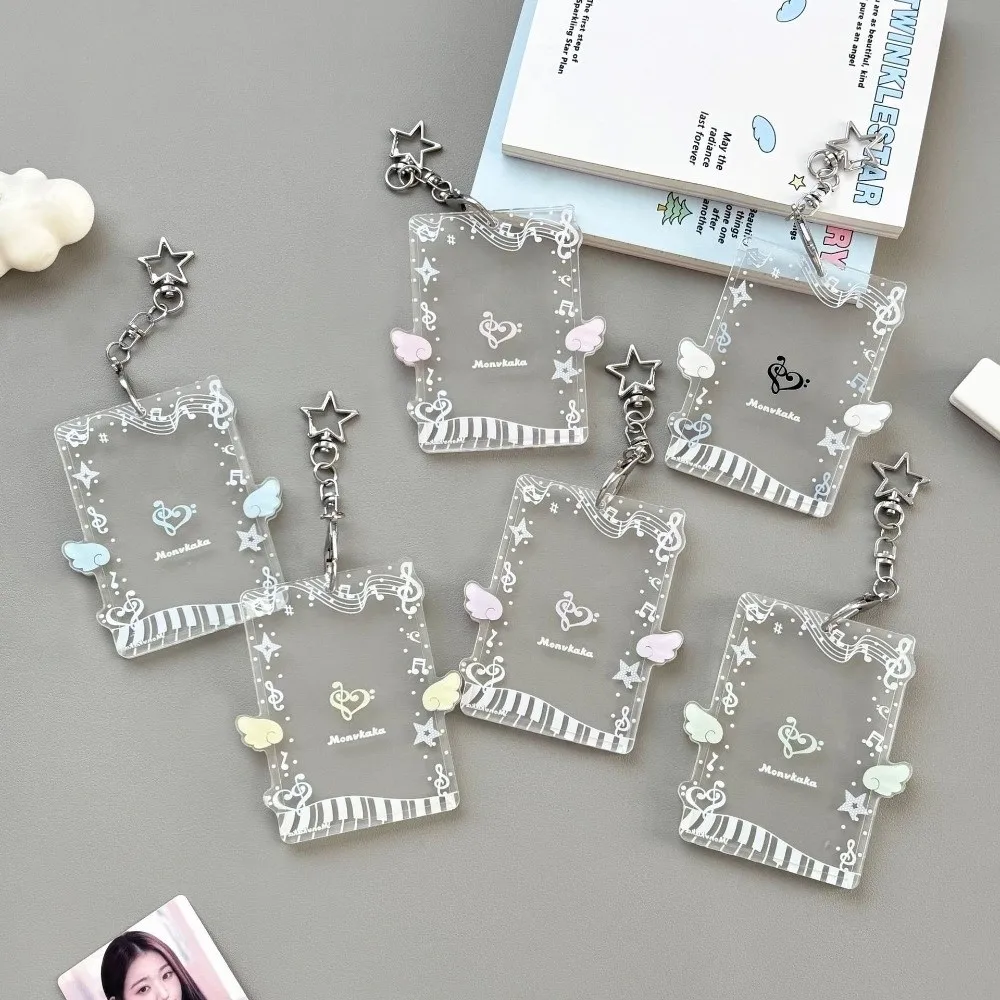 Kawaii Acrylic Photocard Holder Transparent Pendant Card Sleeve Music Portable Photo Card Protector For Bank Card