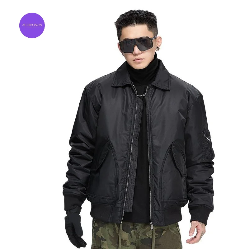 ACOMOSON Autumn/Winter EU US Size Stylish Padding Jacket Loose-Fitting Wadding Lining Travel Coldproof Warm Bomber Jacket