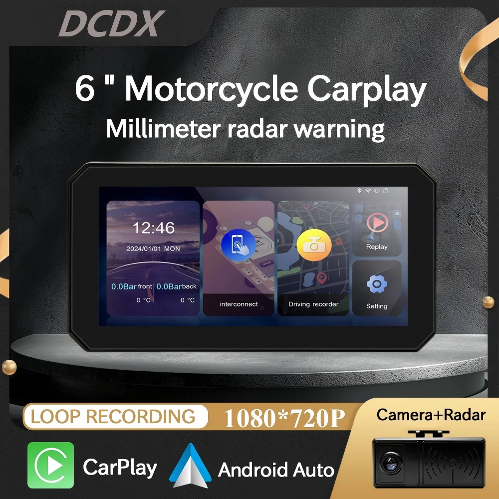 

6inch Touch Screen Motorbike Car Player , With Wireless Multimedia CarPlay & Android auto BT Video Player