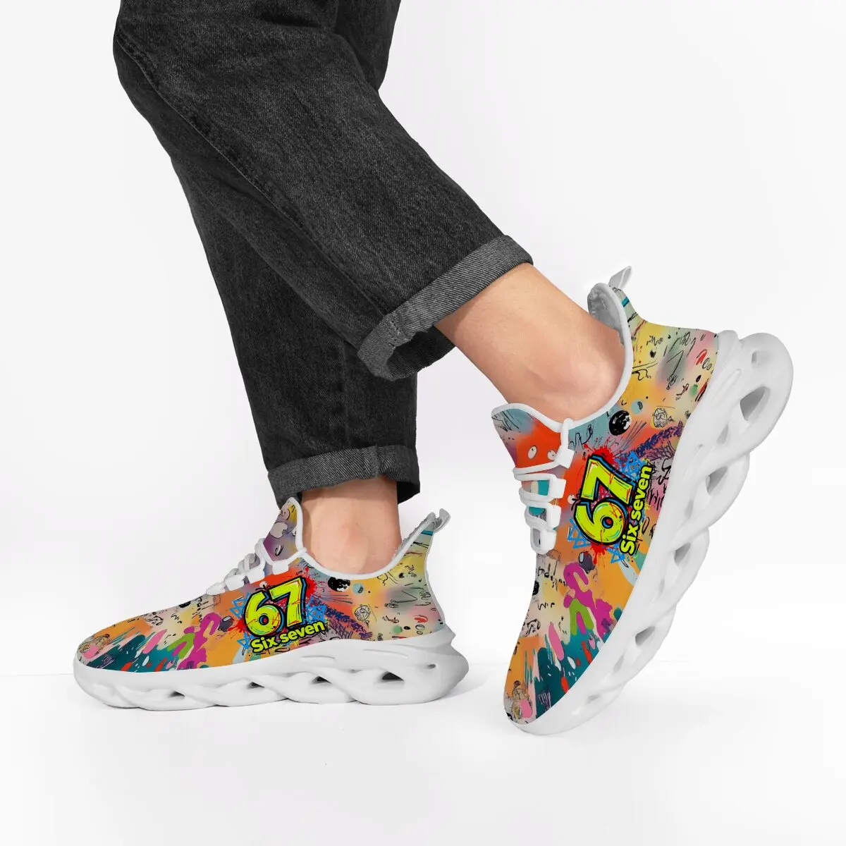 

Couple's Pair Sports Shoes Original Gradient Color-blocking Letter and Number Support Pattern Lace-up Lightweight Sports Shoes