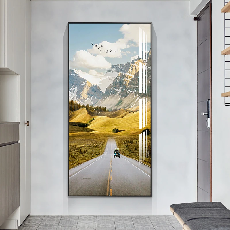 

Nordic landscape forest road corridor Posters Prints mountain Scenery Nature Canvas Painting Wall Art for Living Room Home Decor