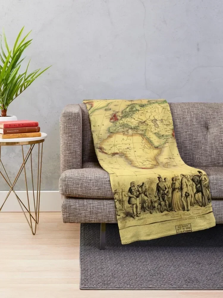 British Empire Map (circa 1850) Throw Blanket