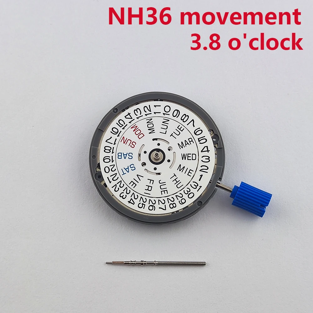

Механизм часов nh36, оригинальный механический механизм NH36, высокая точность, белый, 3,8 часа, дата, автоматический комплект для замены