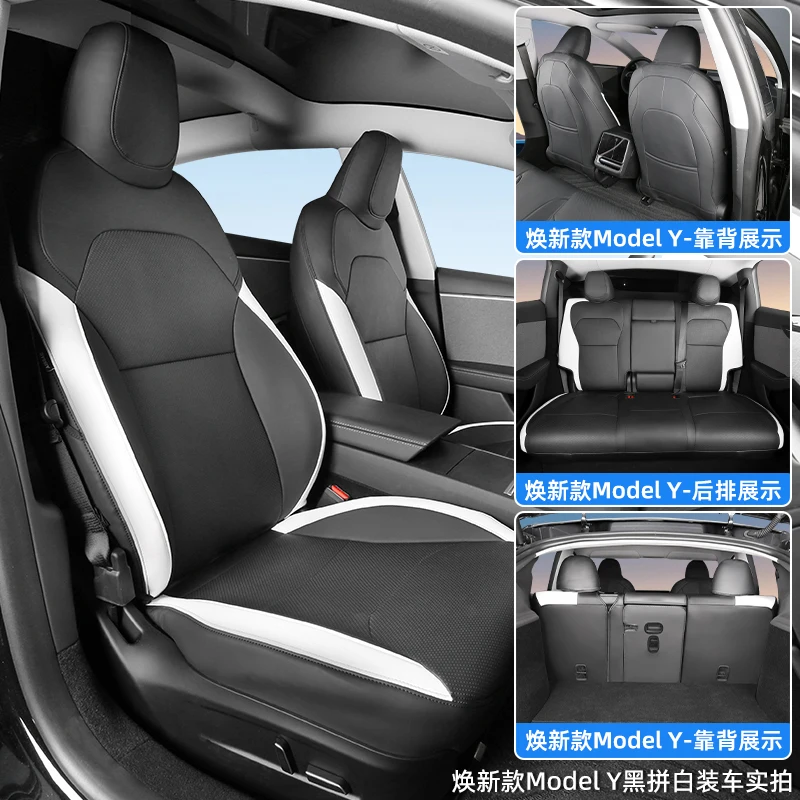 Full Set Seat Covers For Tesla Model Y juniper, Leather Car Seat Cover Seat Cushion Protector Replacement
