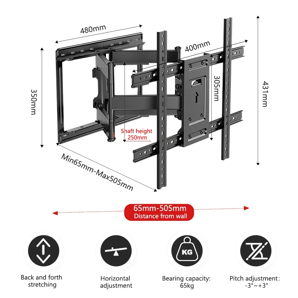 [DK-A9] 40-90-Inch Brand Universal Ultra-Thin TV Hanger Telescopic Rotating Bracket Wall Hanging Folding Embedded