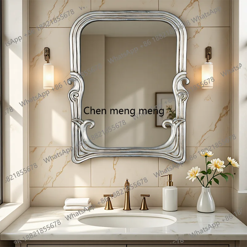 

Французское ретро зеркало для ванной комнаты, европейское туалетное зеркало, настенное настенное зеркало, камин