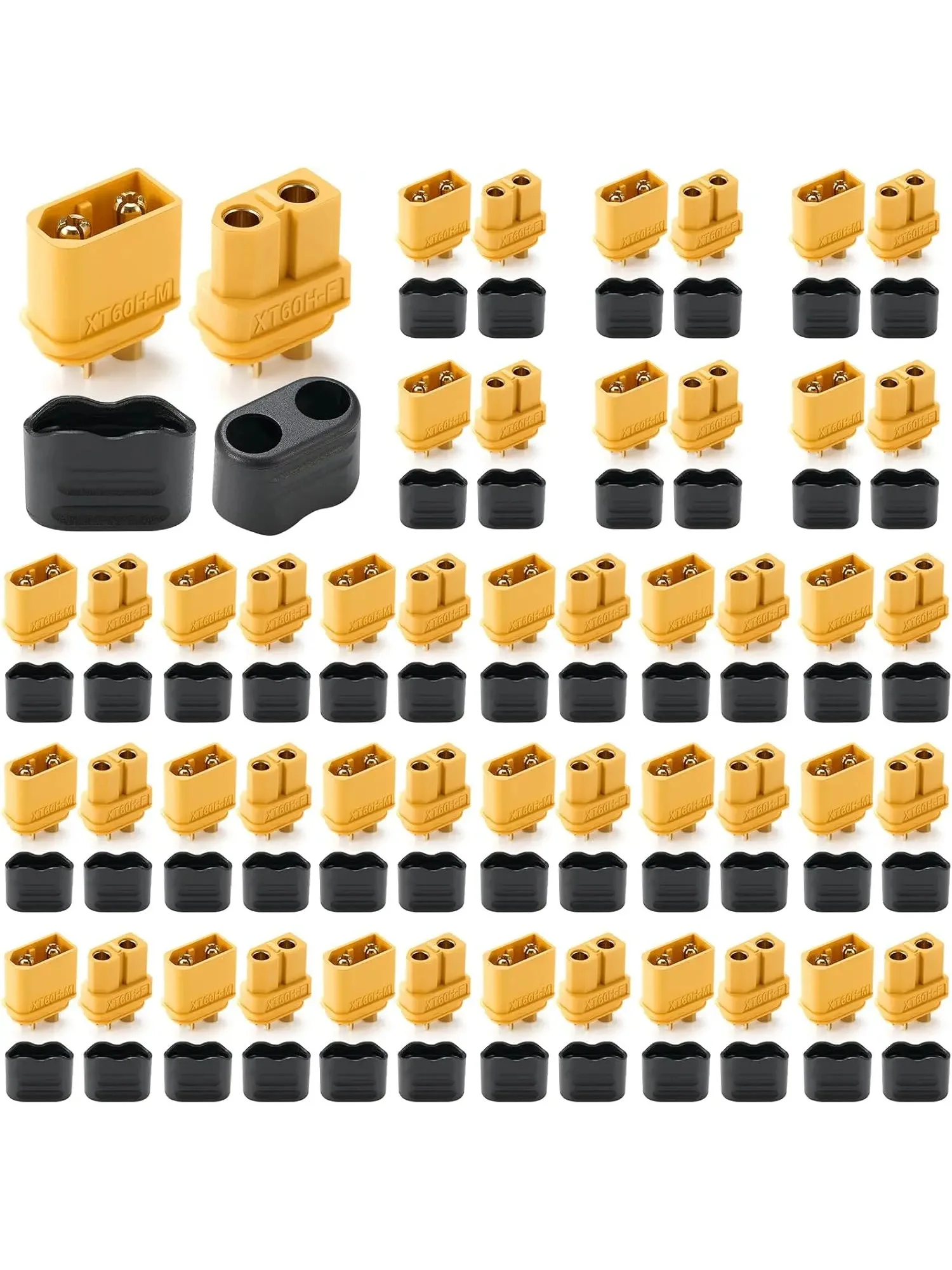 10 Paar XT60H (XT60 Upgrade) Steckverbinder, XT60H Stecker und Buchsen Bullet-Steckverbinder mit Hülle für Lithium-Batterien RC-Flugzeuge und Autos
