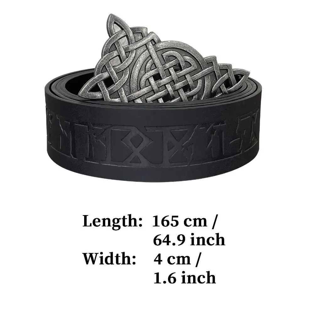 Novelty Embossed Viking Renaissance Buckle Belt PU Printing Celtic Belt Knight Leather Medieval Waistband Party