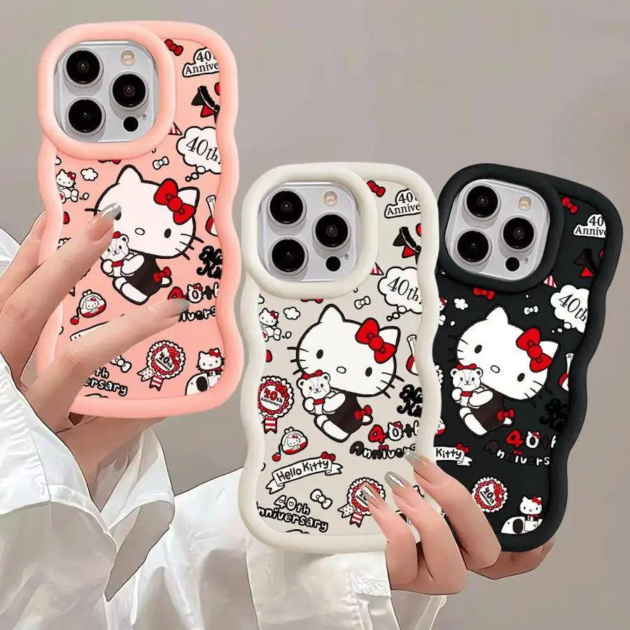Bonita Funda de teléfono Sanrio Hello Kitty para Apple iPhone 12 11 15 Plus 13 16e 16 Pro Max 14 16+ 15+ Funda suave colorida