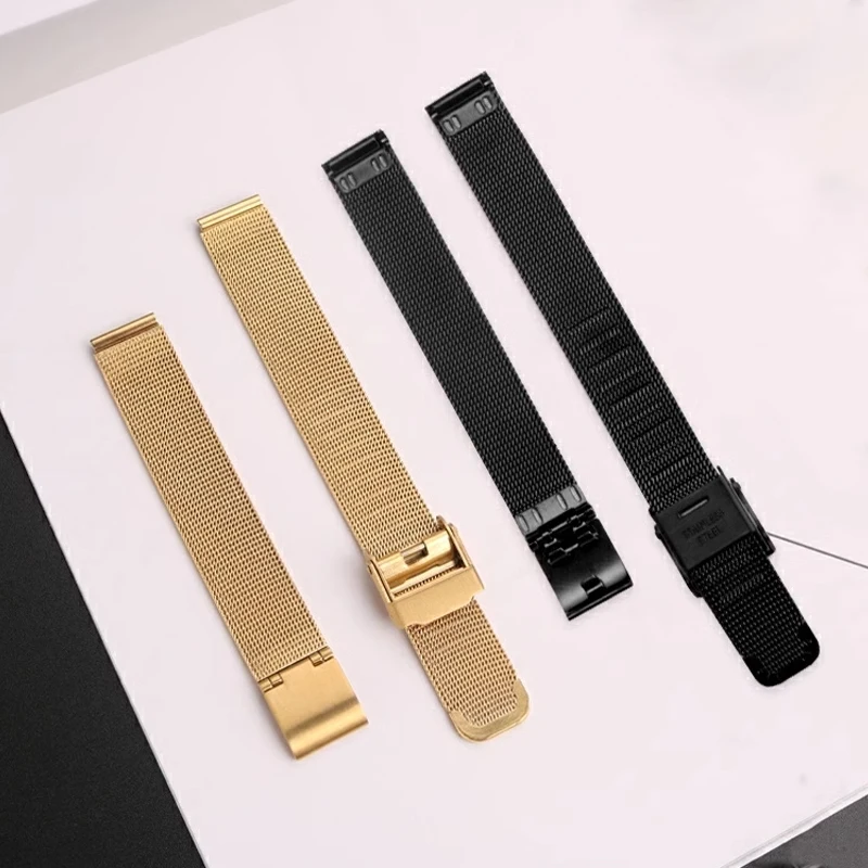 Vintage Small Square Metal Watchband for CASIO A159w-n1 A158WA LA680 /690 Strap Stainless Steel Bracelet Milan Webbing 13/14/18/