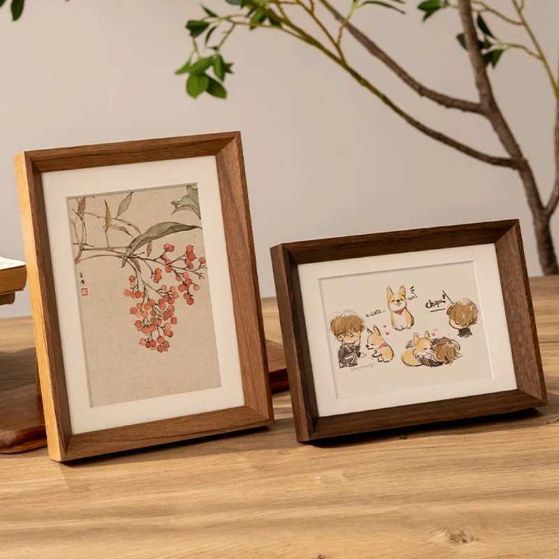Wood Photo Frame Photo Mounting 6/7/8/10/A4 Inch Painting Frame Mounting Commemorative Gift Artwork Display Frame for Home Décor