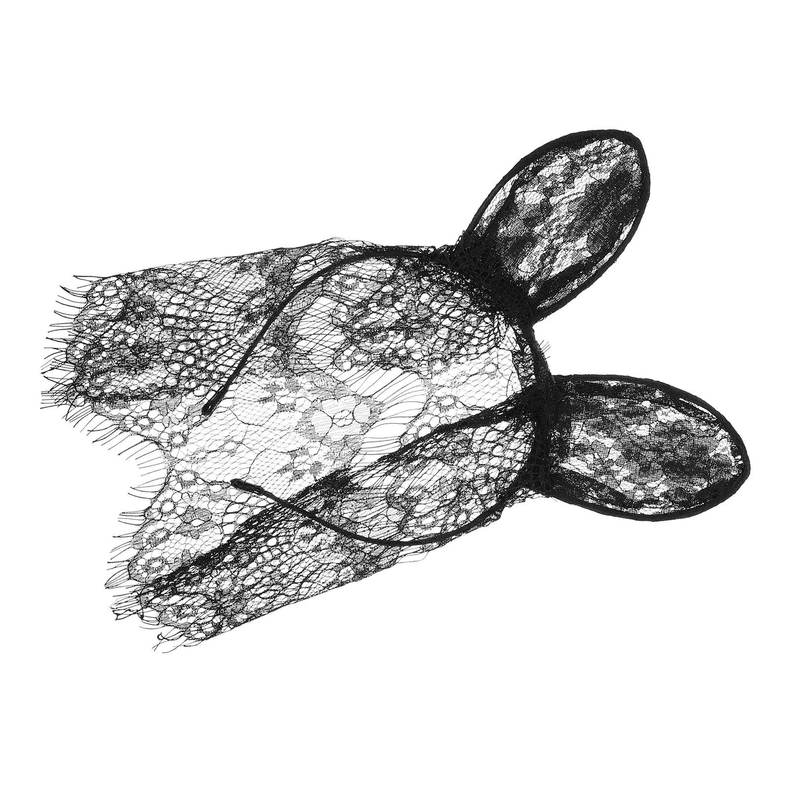 

Lace Bunny Ear Headband for Women with Black Elegant Playful Animal Ear Headpiece Versatile Hair Accessory for Teens