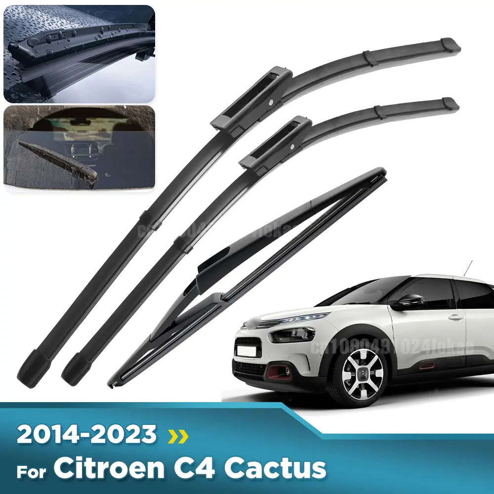 

For Citroen C4 Cactus 2014-2023 2015 2016 2017 Wiper Front & Rear Wiper Blades Windshield Windscreen Window Brushes 26"+18"+10"