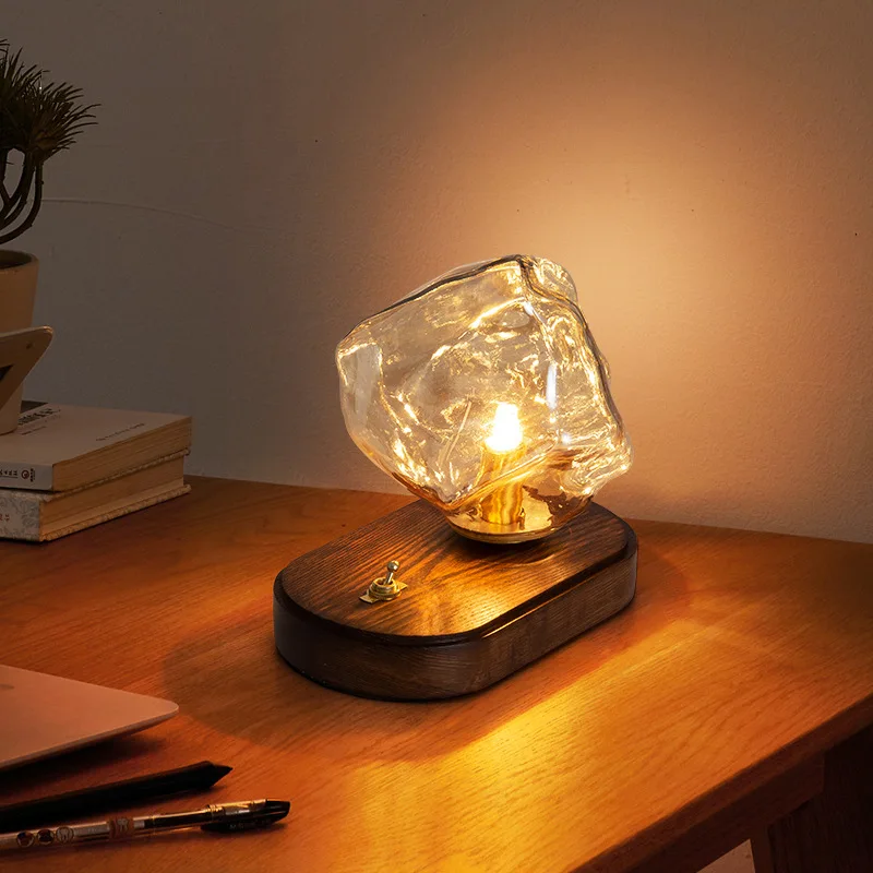 

Designer Glass Table Lamp Bedroom Bedside Lamp Nightlight Living Room Sofa Ambiance Lamp Decorative Light in Study Indoor Decor