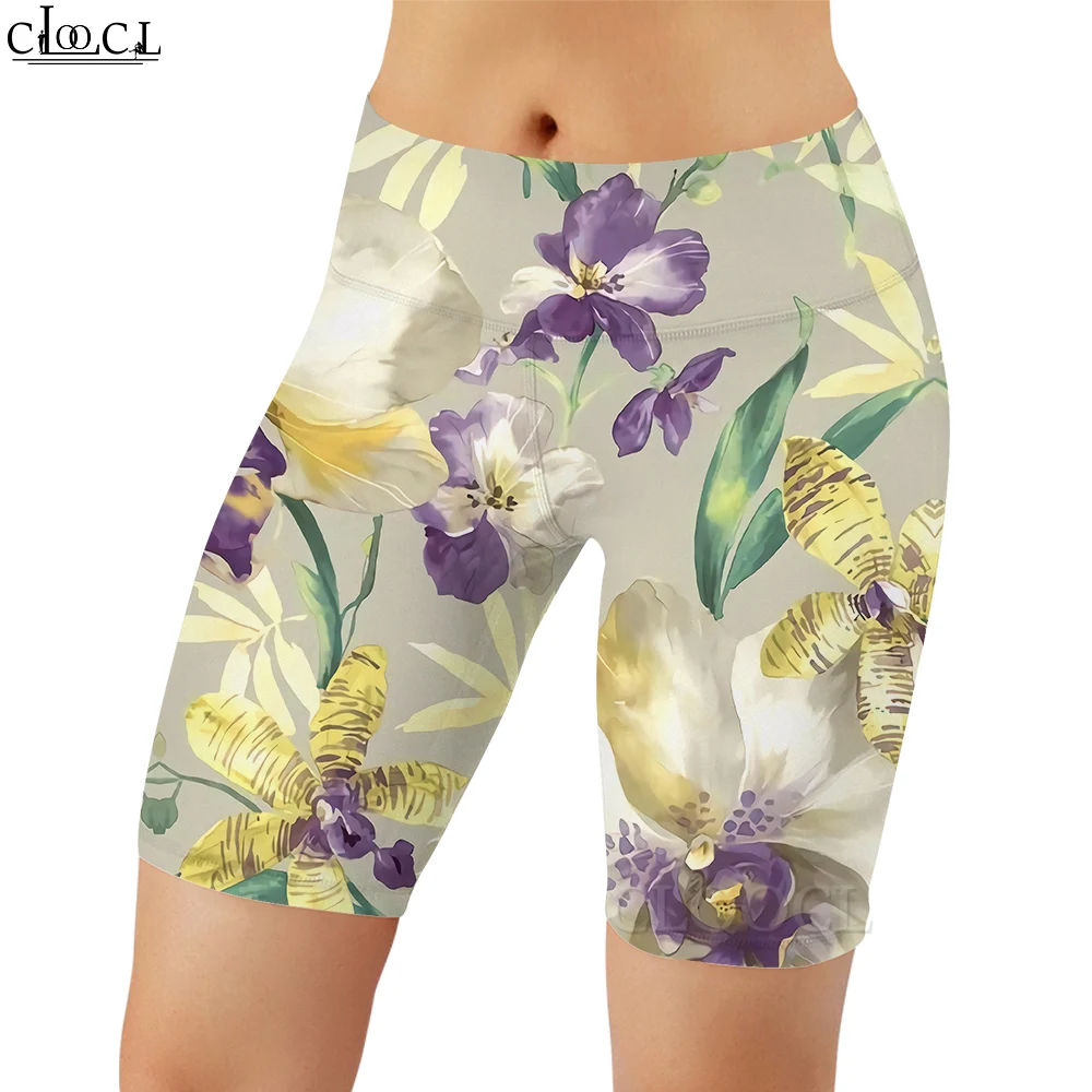 CLOOCL Women Legging Beautiful Oil Painting 3D Printed Shorts Pants for Female Outdoor High Waist Pants Knee-Length Gym Shorts