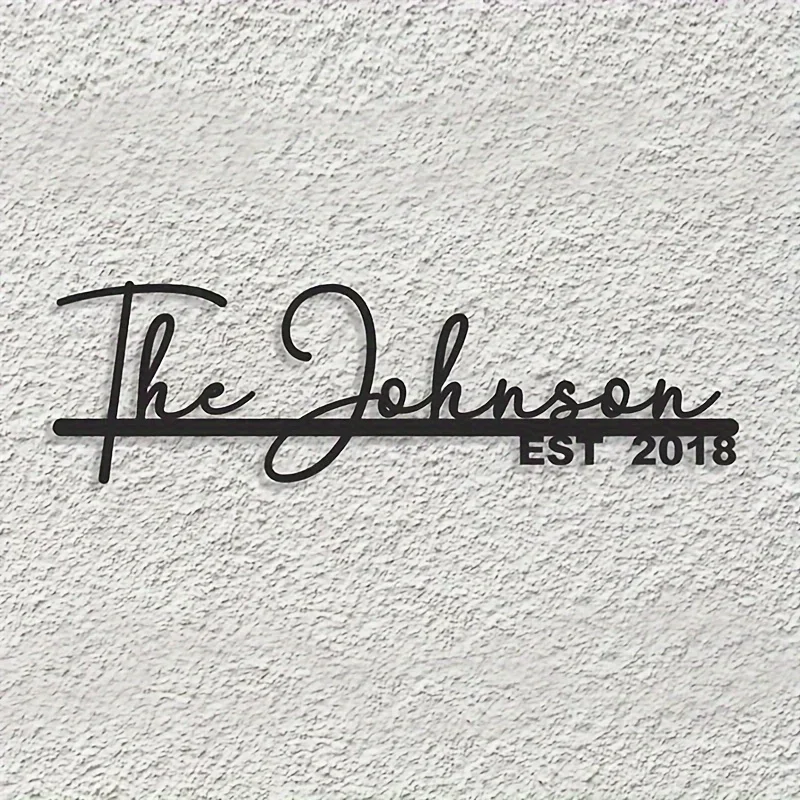 Custom Metal Surname Sign “The Johnson EST 2018” – Personalized Wall Art to Elevate Your Home, from Bedroom to Dining Room