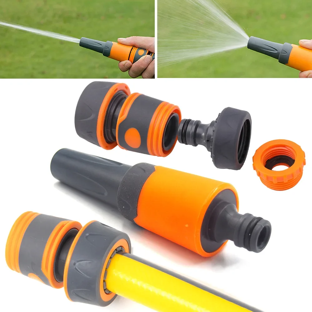 1/2 3/4 Hose Adjustable Nozzle Sprinkler for Garden Lawn Watering Car Wash Sprayer Package Glue High Pressure Water Gun Tool