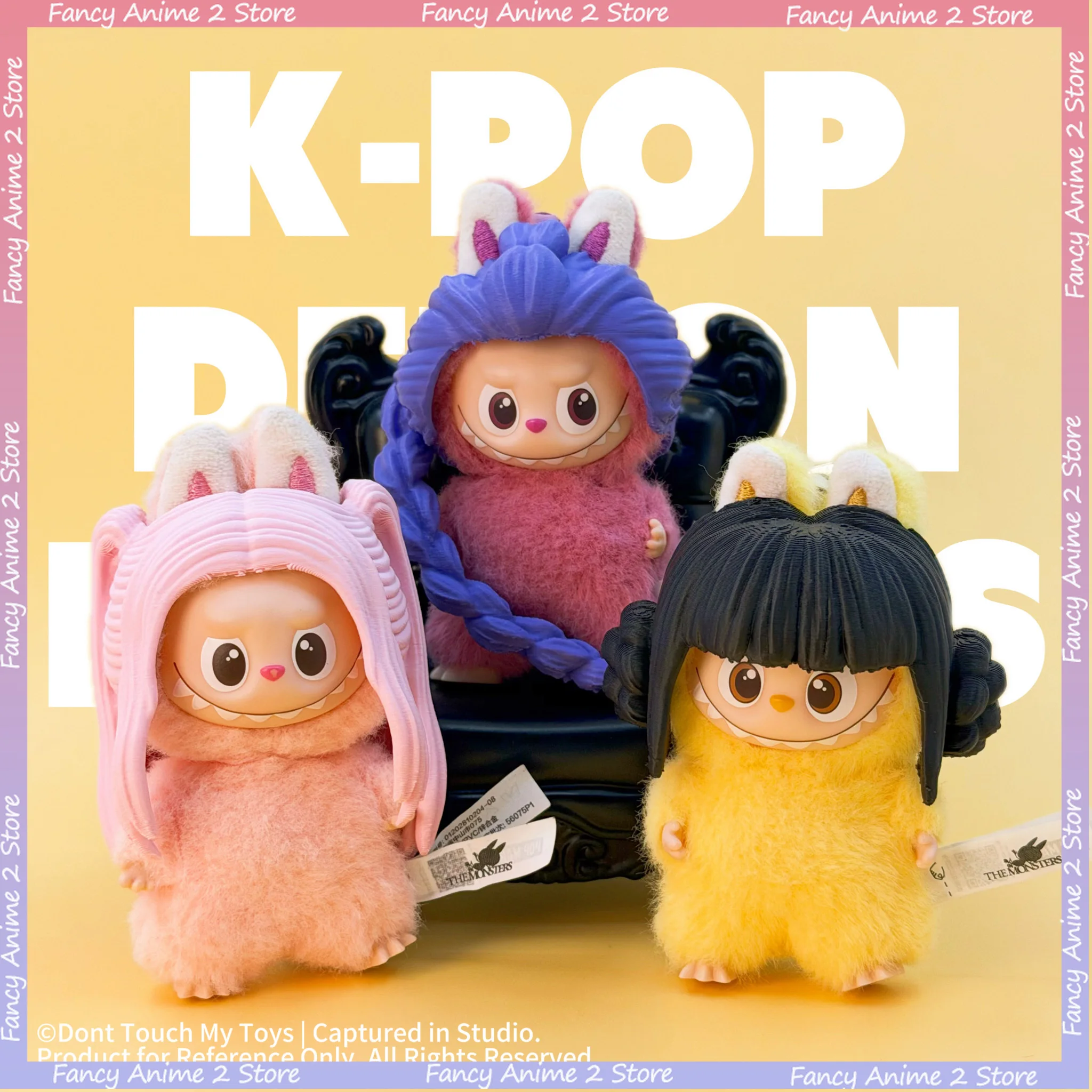 

For Mini Labubu 4.0 Plush Doll 3D Printing K-Pop Demon Hunters Rumi Mira Zoey Wig Fashion Doll Accessories for Love Serie Dolls