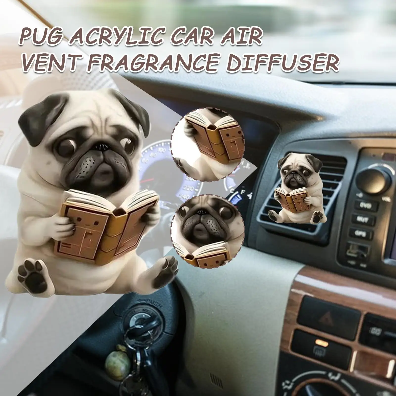 Car Vent Air Freshener Cute Dog Car Air Freshener Diffuser 2D Acrylic Aromatherapy Diffuser Long-Lasting Scent Vehicle