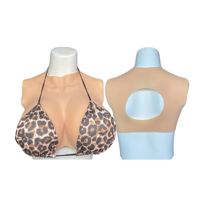 Silicone Breast Forms Bodysuit Shake Fake Boobs Plate BCDEG Sizes for Drag Queen Crossdress Transgender Cosplay with Nipple