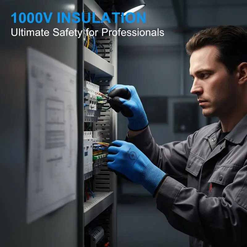 1000V Insulating Gloves for Electrician Durable Blue Safety Work Gloves High Voltage Protection Electrical Maintenance