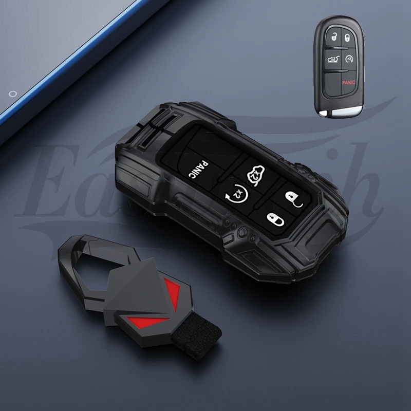 Car Zinc Alloy Silicone Key Case Cover Holder For Jeep Grand Cherokee Compass Patriot Renegade For Dodge Challenger Journey