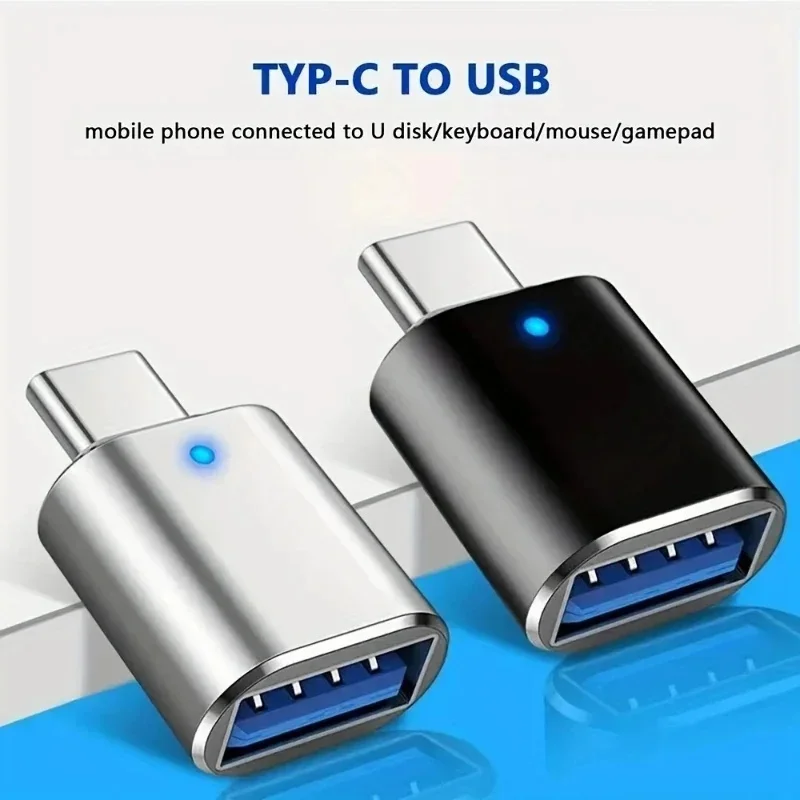 1-3pcs LED USB 3.0 To Type C Adapter OTG To USB C USB-A To Micro USB Type-C Female Connector For Xiaomi Adapters
